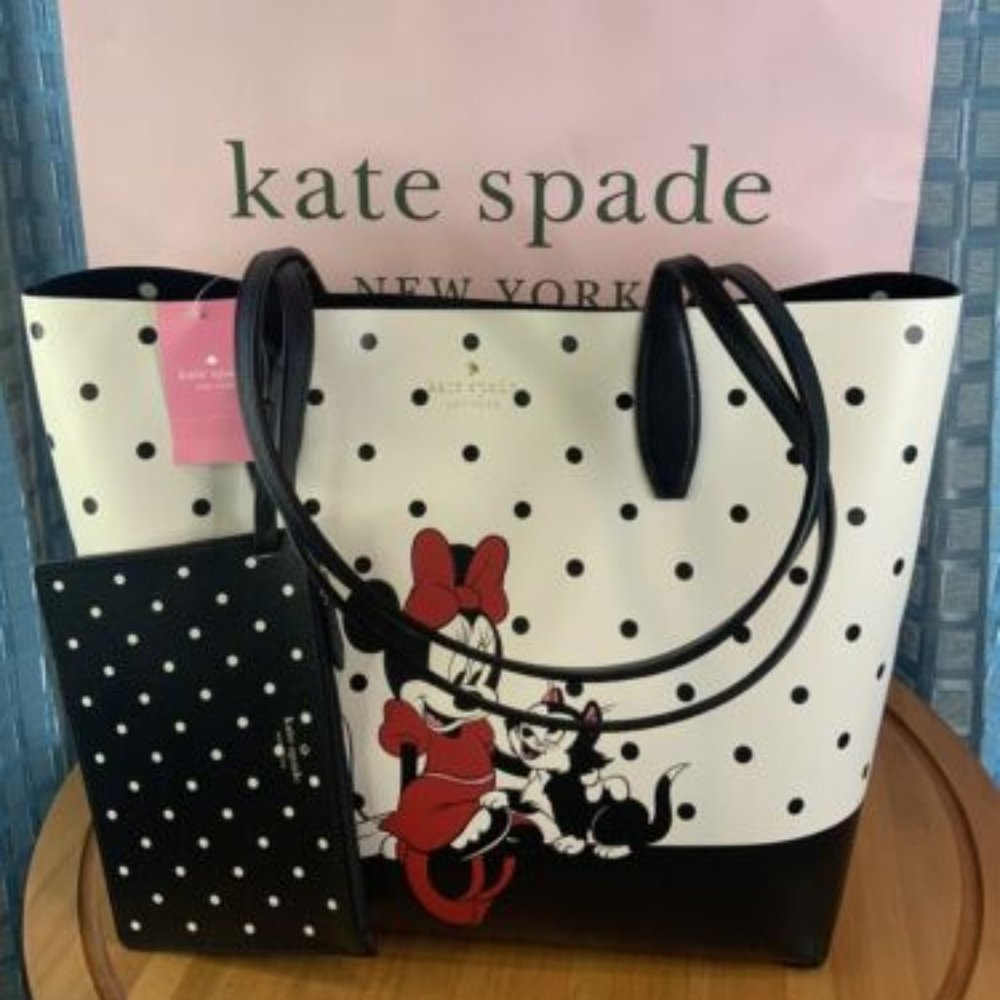 KATE SPADE NWT DISNEY MINNIE MOUSE LARGE TOTE SHOULDER BAG W ZIP POUCH